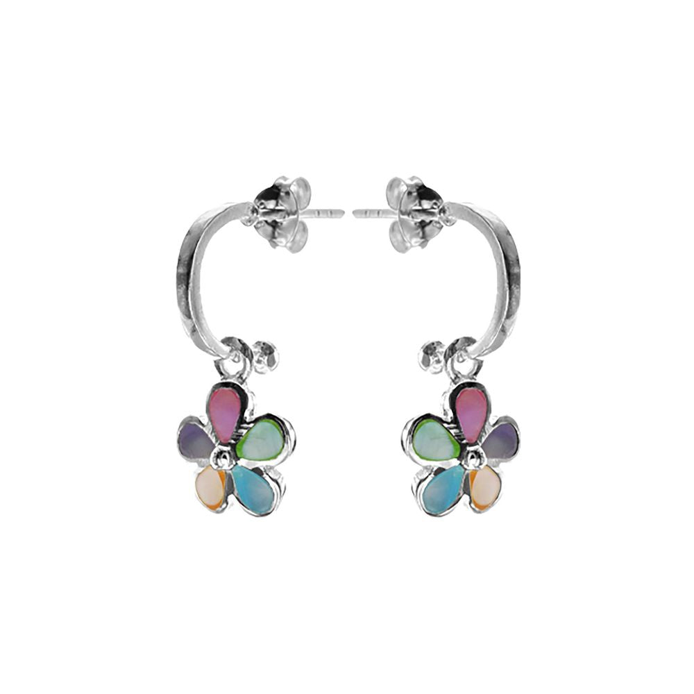 Bronwen mother of pearl hoops with flower charm