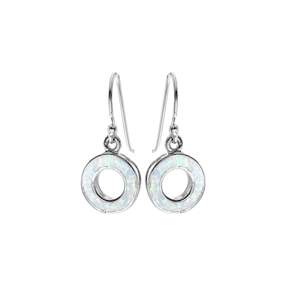 Diana open circle white opal earrings