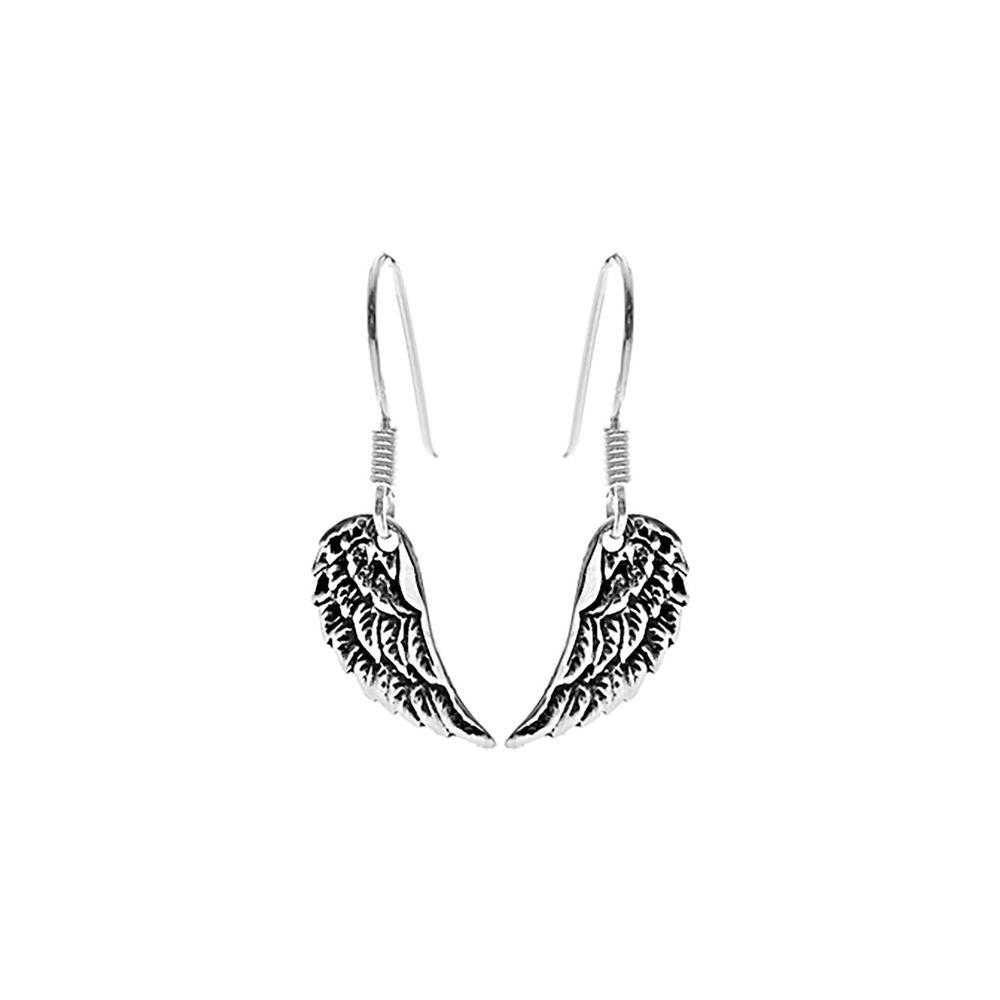 Smile oxidised angel wing earrings