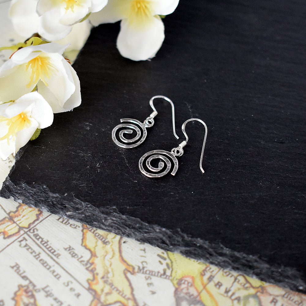 Smile hammered spiral earrings