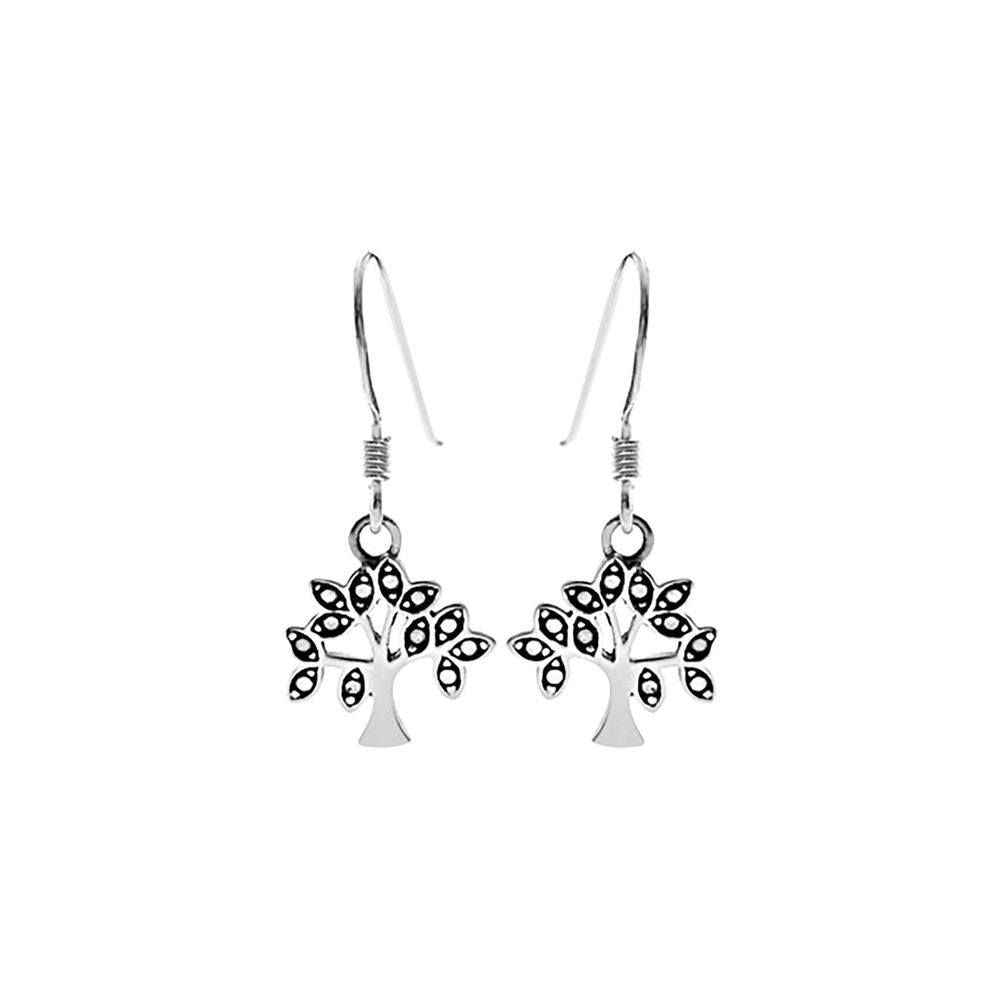 Smile oxidised tree of life earrings