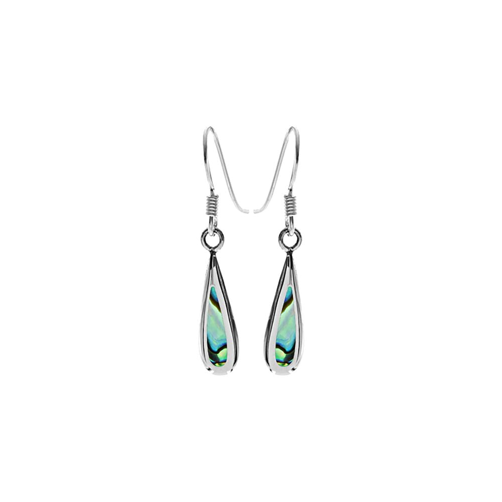 Bronwen slim teardrop paua shell earrings