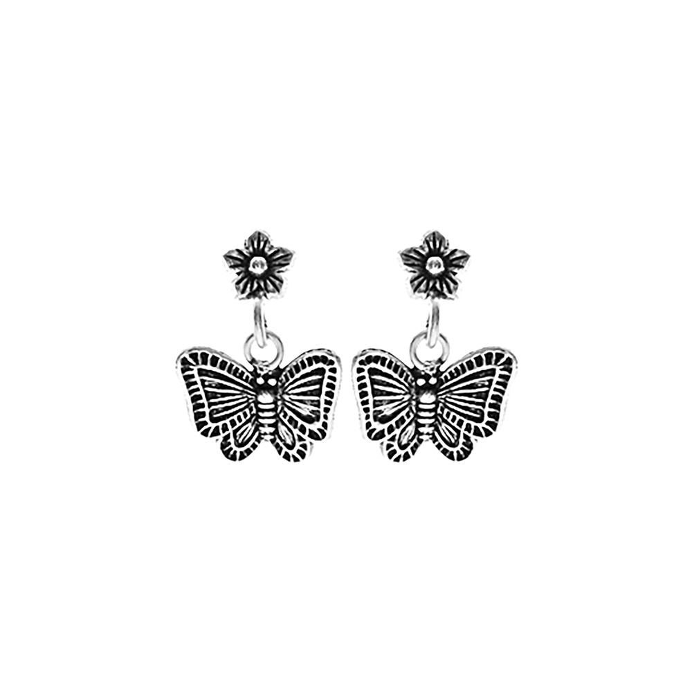 Smile oxidised butterfly stud earrings