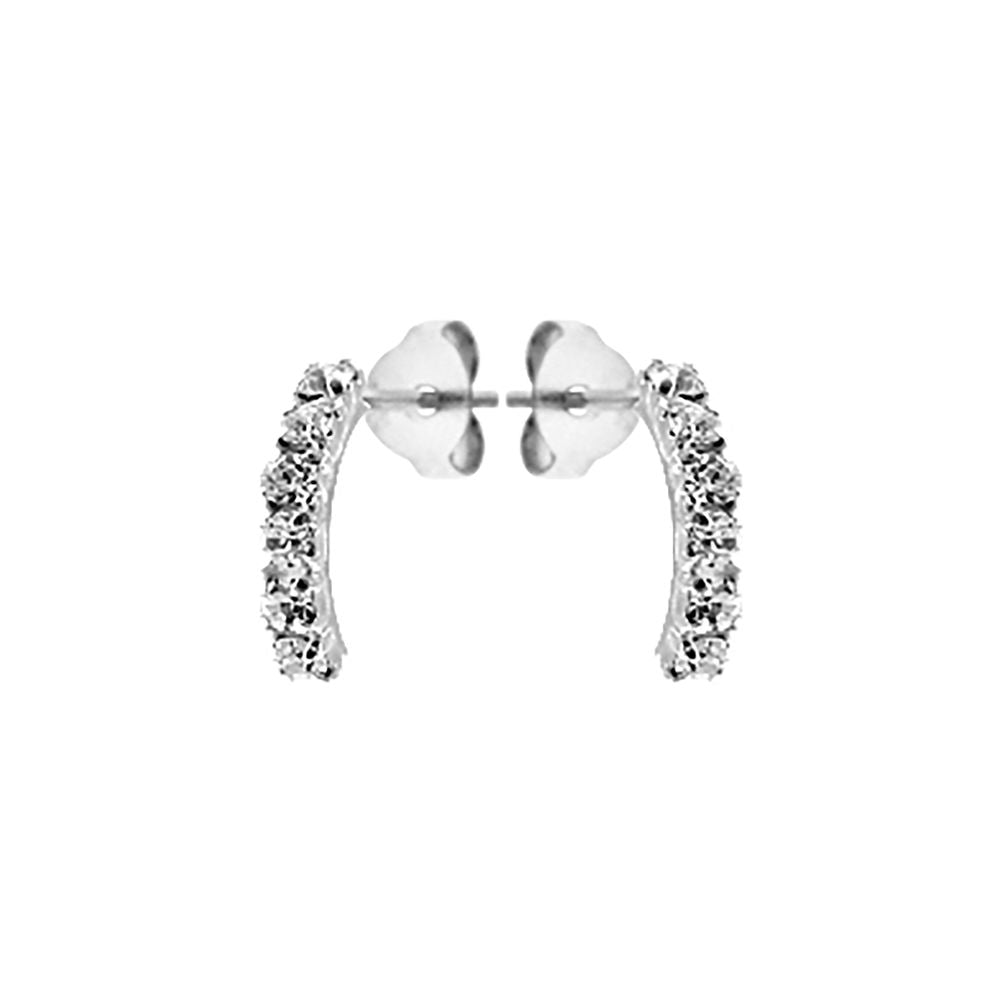 Smile curved clear crystal stud earrings