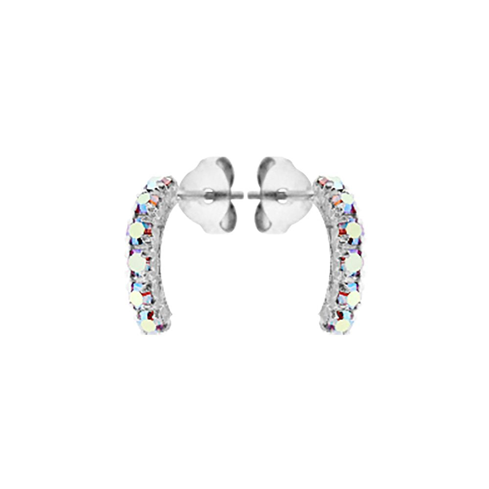 Smile curved pastel aurora crystal stud earrings