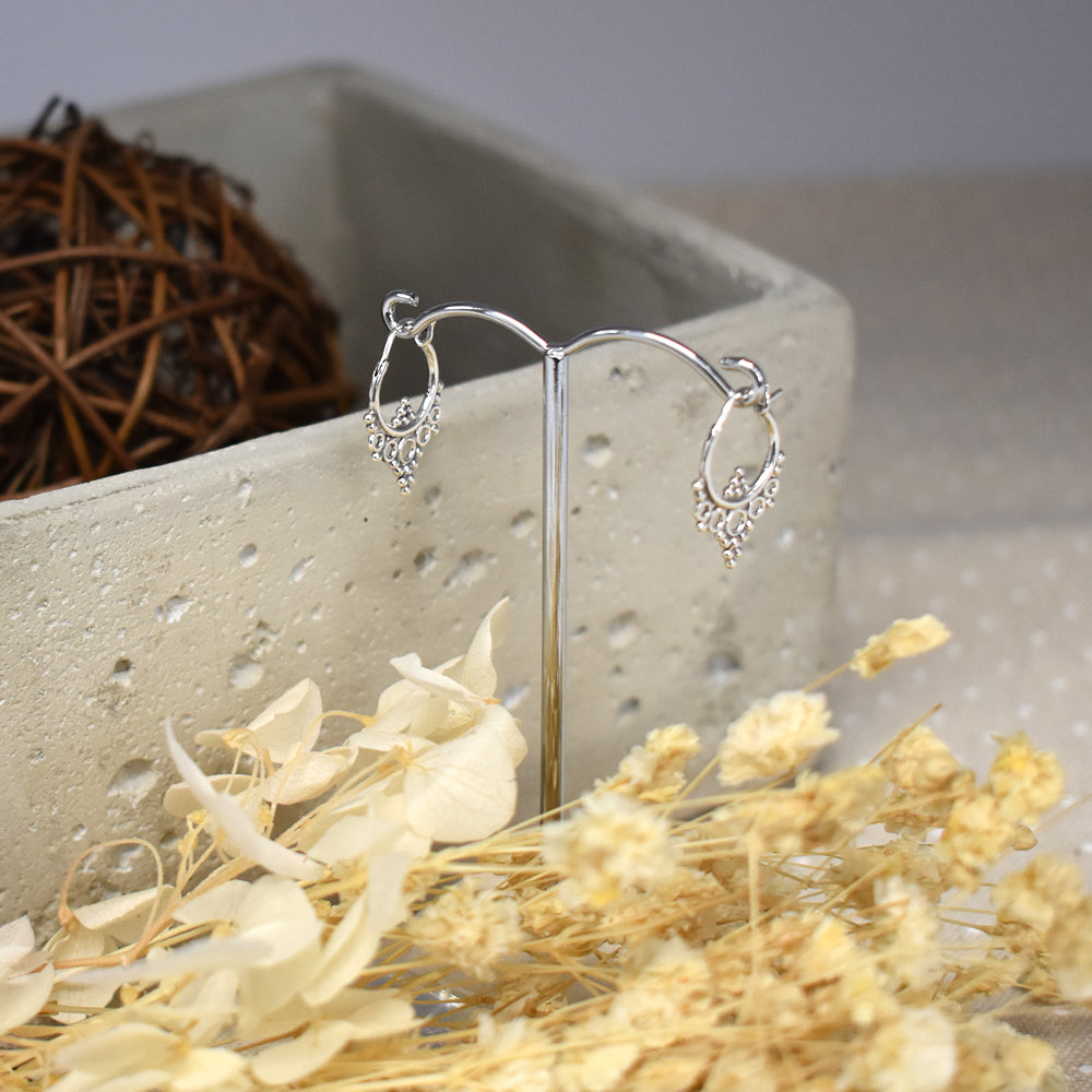 Isla ring & pyramid bobble boho hoops