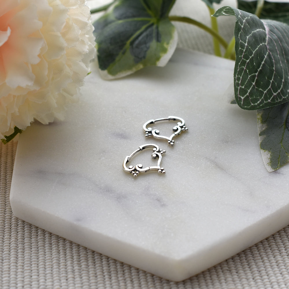 Catalina scrolled hinged boho huggies