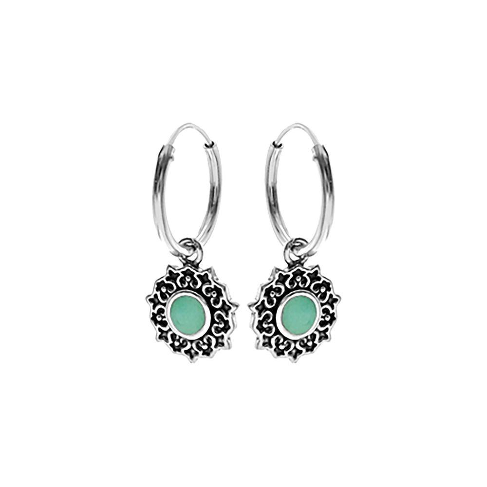 Zora sunburst turquoise charm hoops