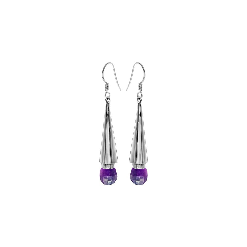 Viola amethyst facet conical earrings