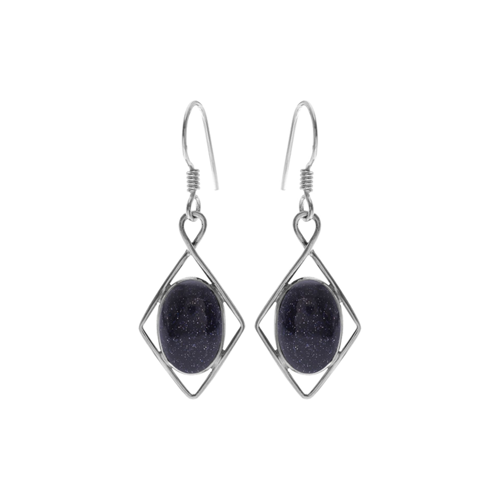 Lola diamond framed blue goldstone earrings