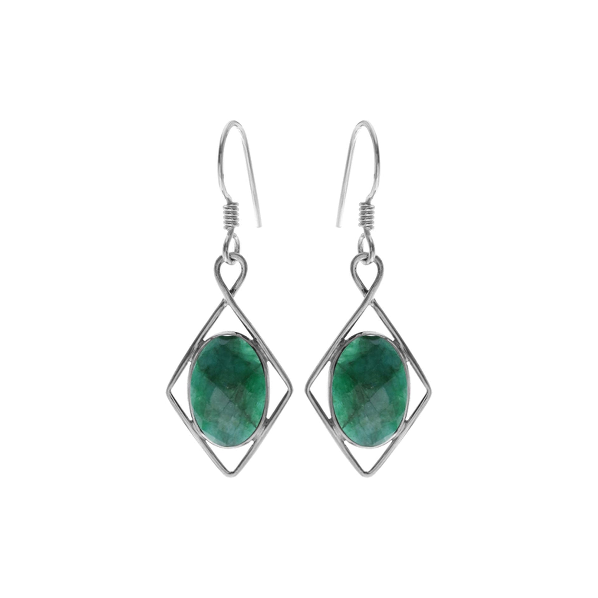 Lola diamond framed emerald quartz earrings