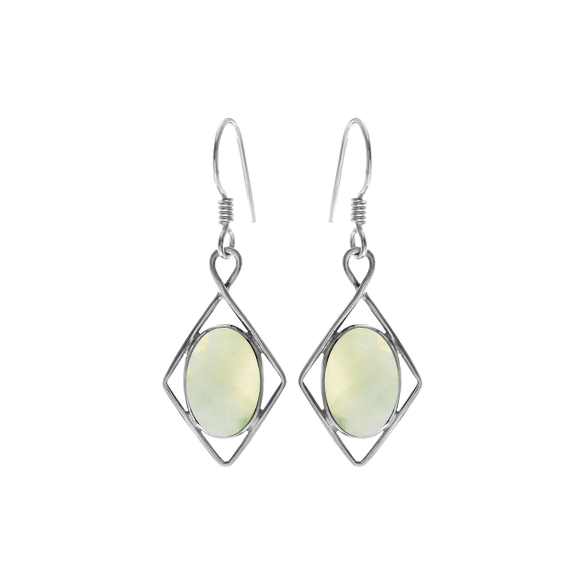 Lola diamond framed prehnite earrings