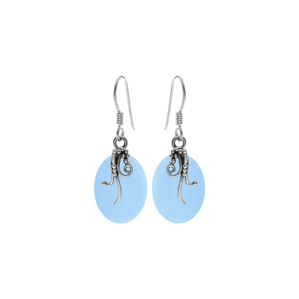 Viola blue chalcedony vine overlay earrings