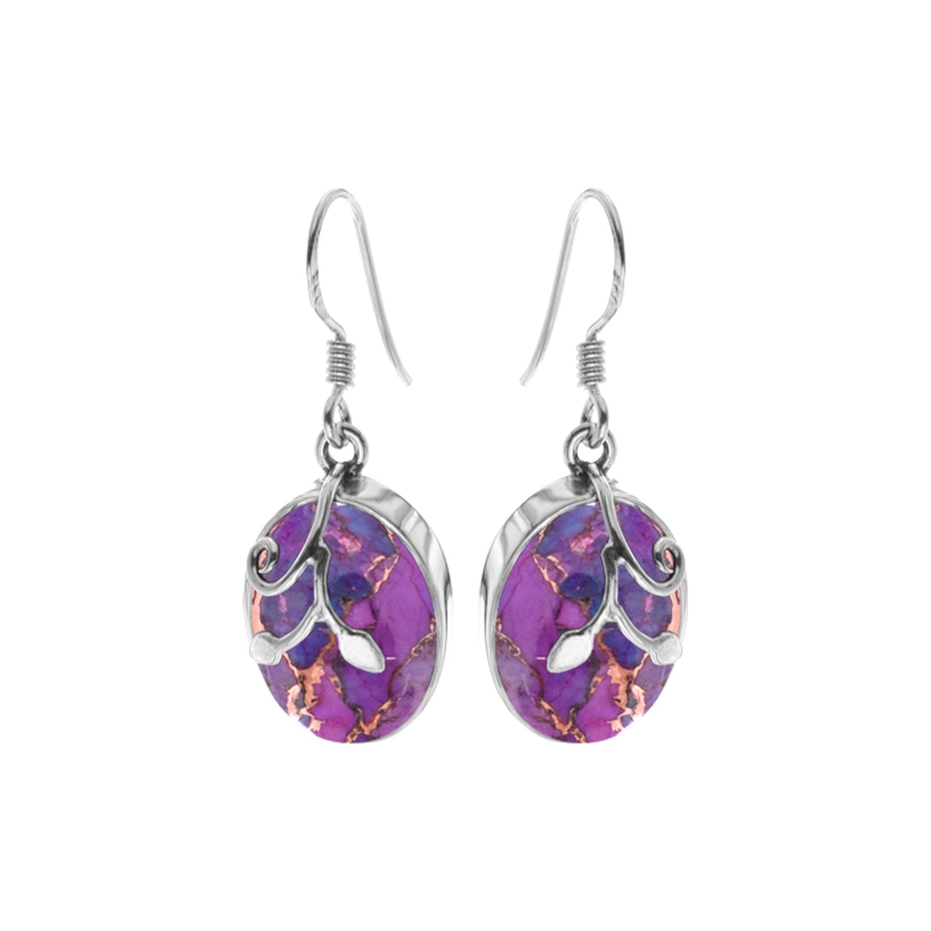 Oval purple mohave with silver leaf effect overlay