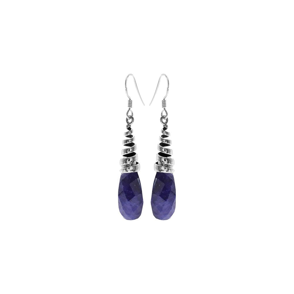 Viola briolette sapphire quartz coiled top earrings