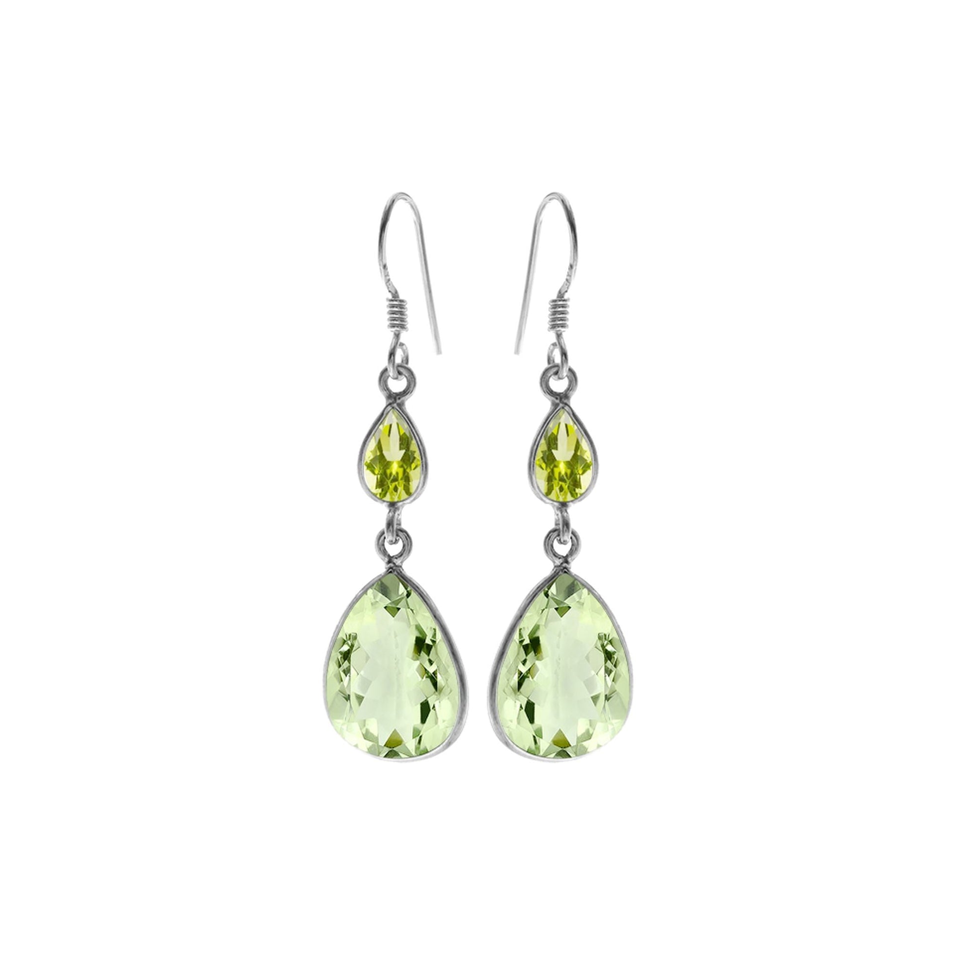 Bridget teardrop green amethyst & peridot earrings