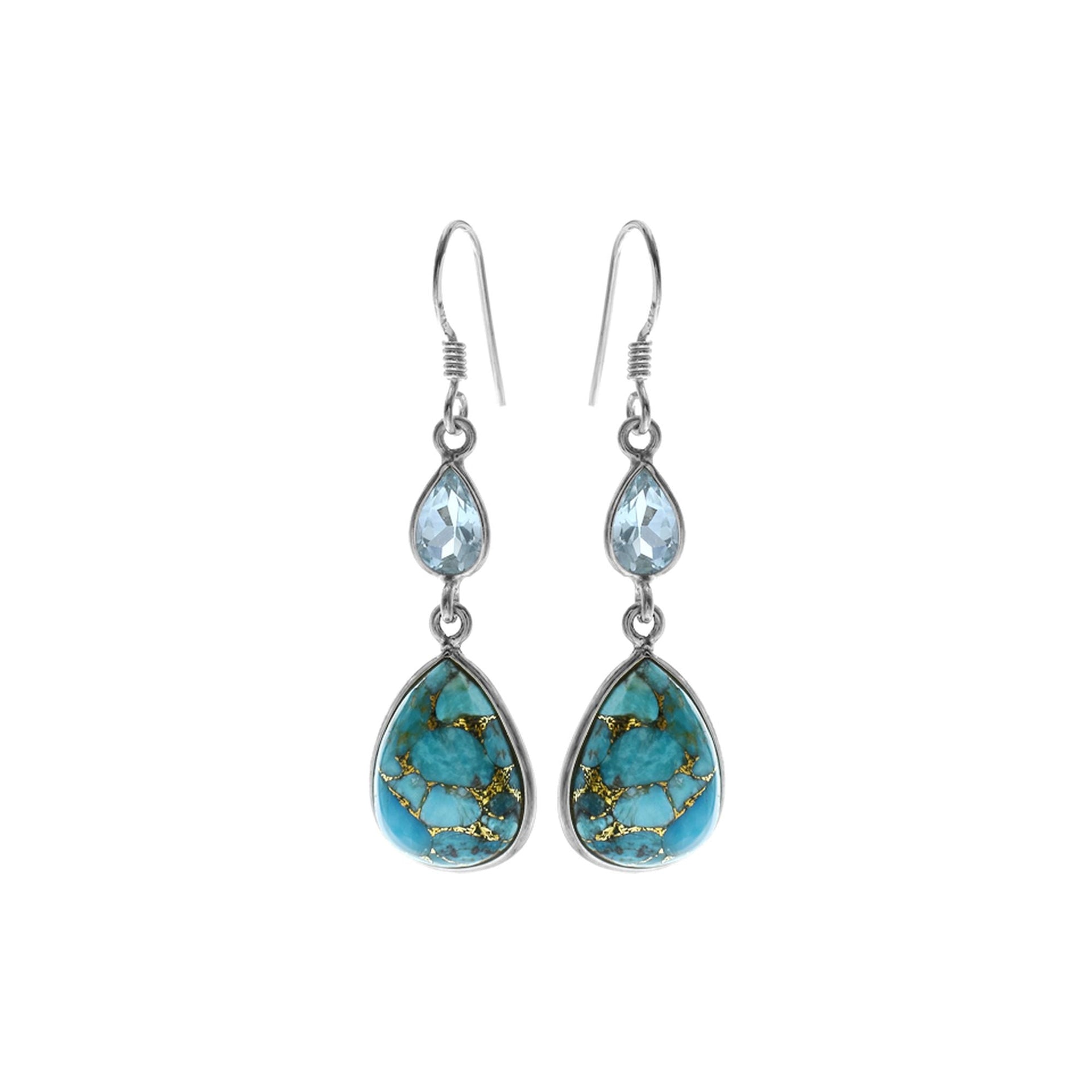 Bridget teardrop blue mohave & blue topaz earrings