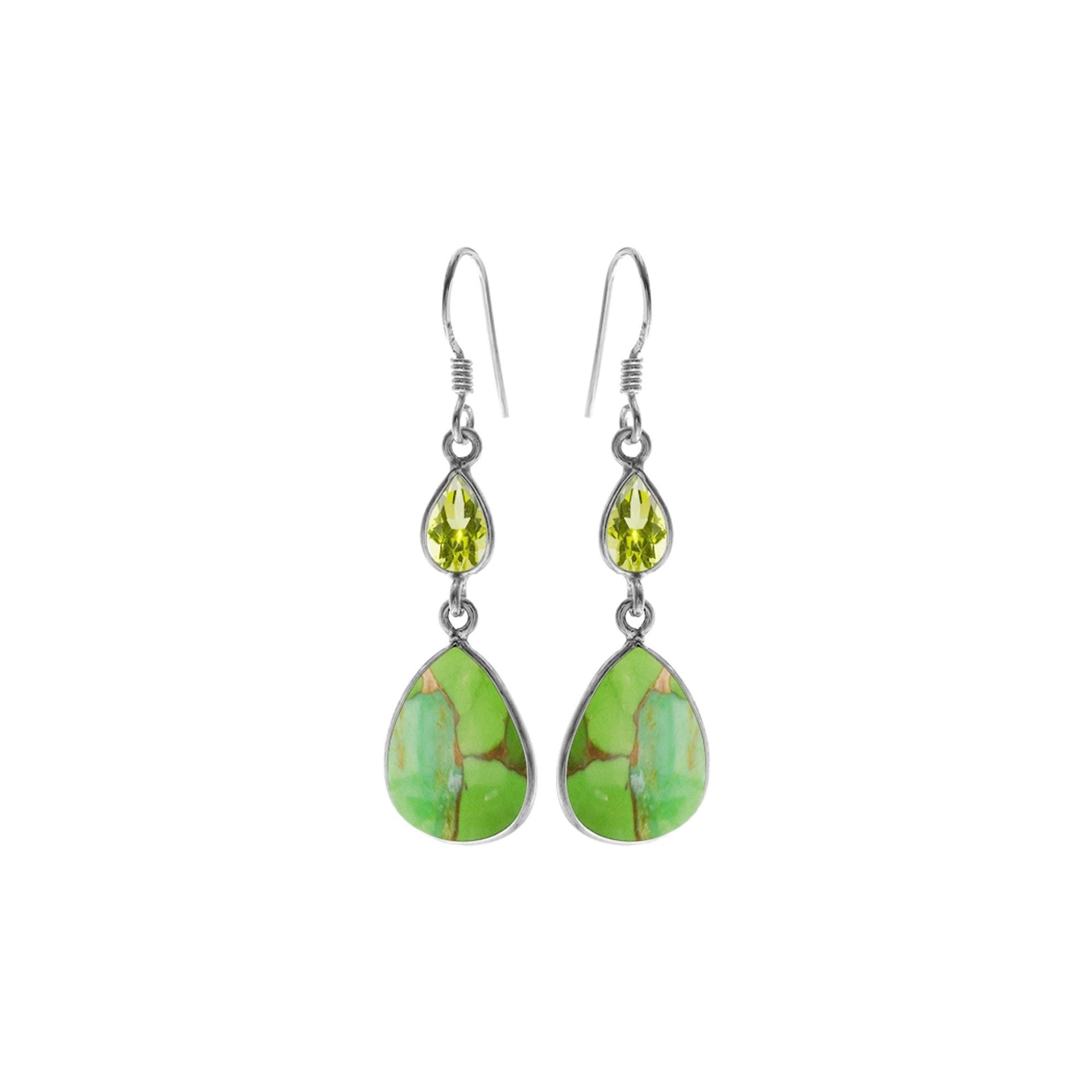 Bridget teardrop green mohave & peridot earrings