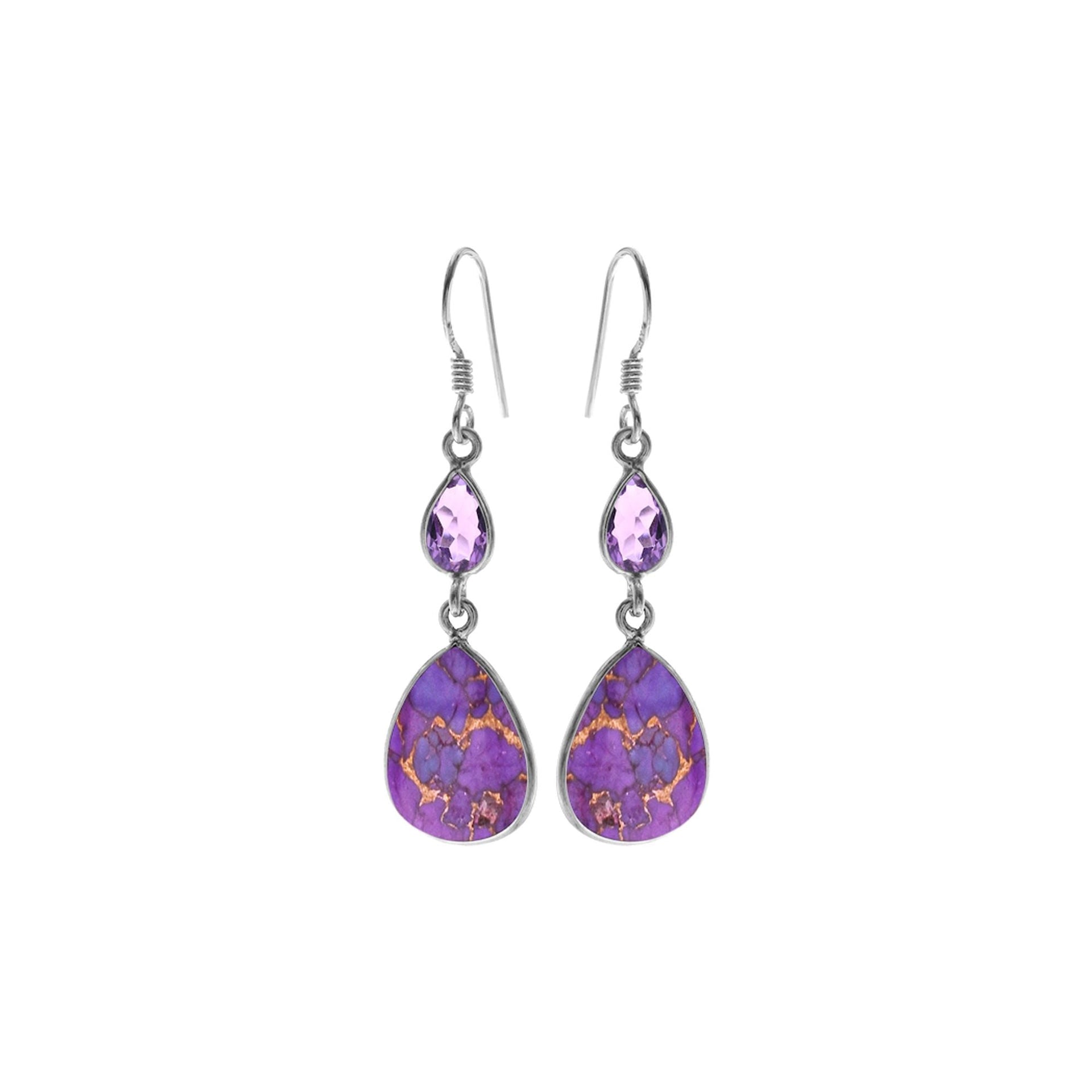 Bridget teardrop purple mohave & amethyst earrings
