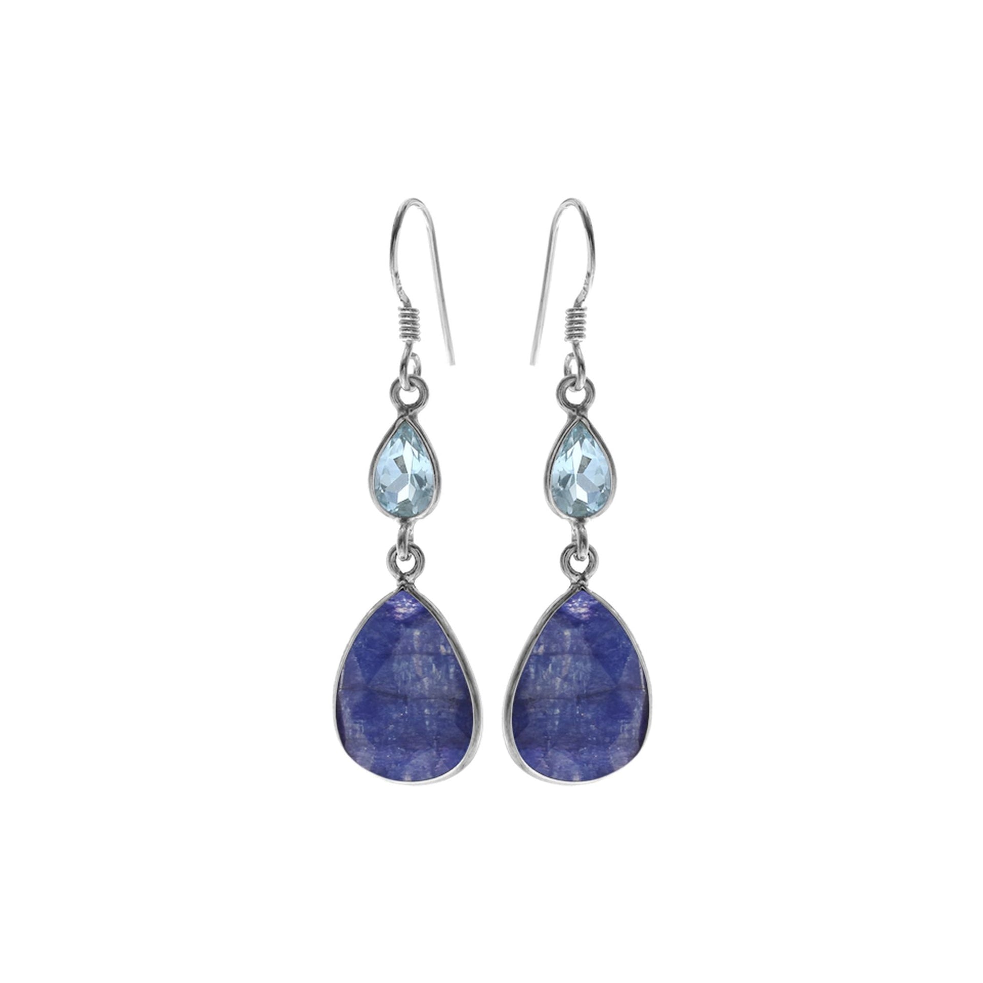 Bridget teardrop sapphire quartz & blue topaz earrings