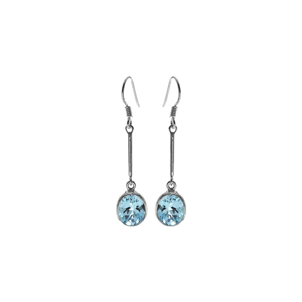Samira long stem blue topaz oval earrings