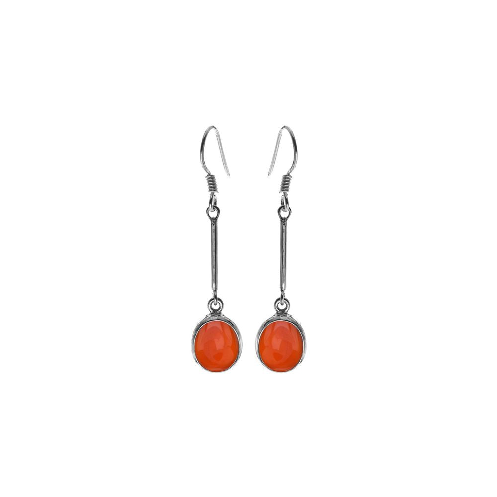 Samira long stem carnelian oval earrings