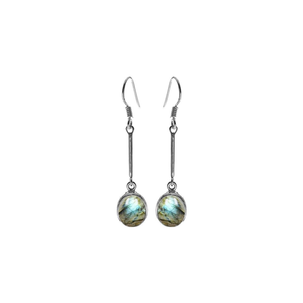 Samira long stem labradorite oval earrings