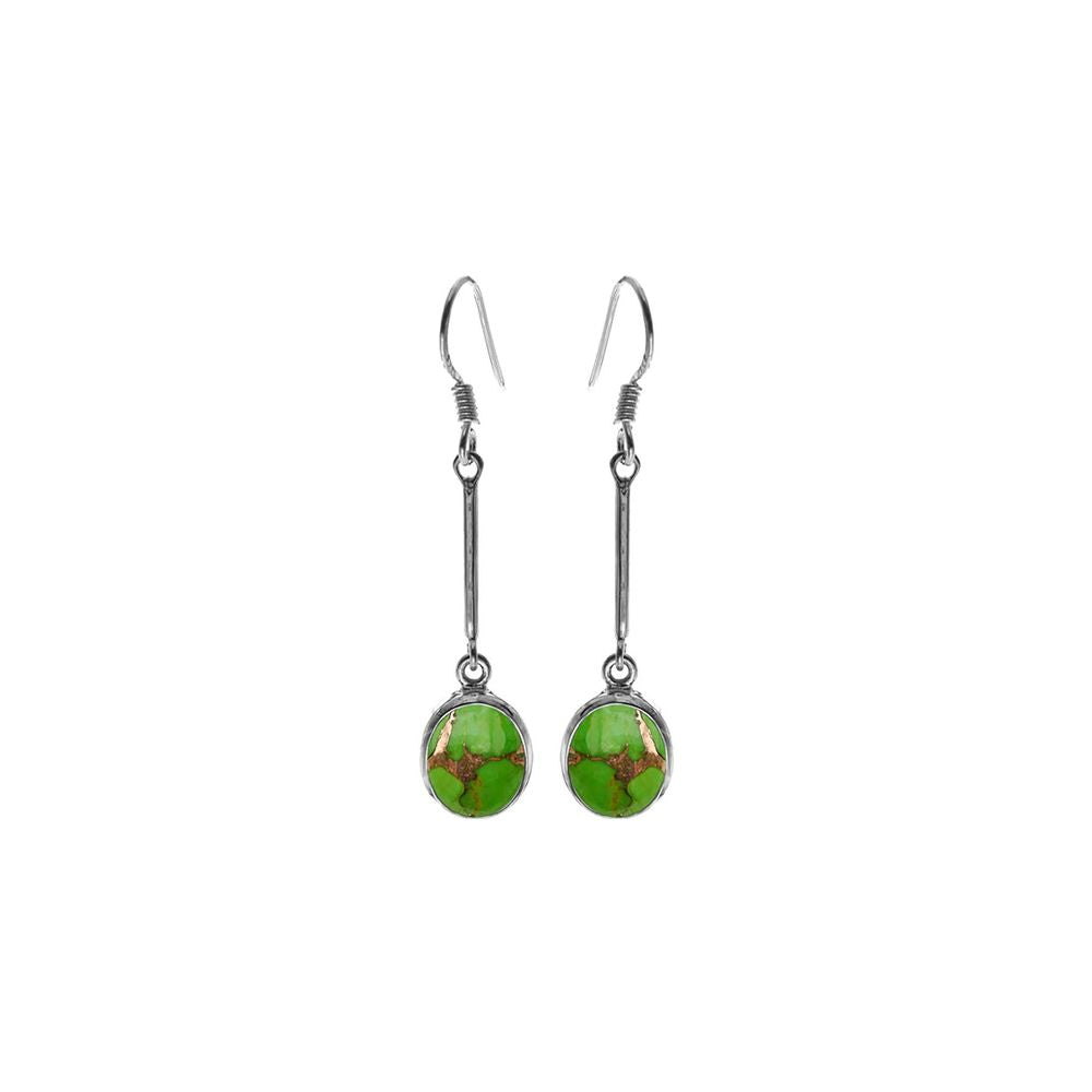 Samira long stem green mohave oval earrings