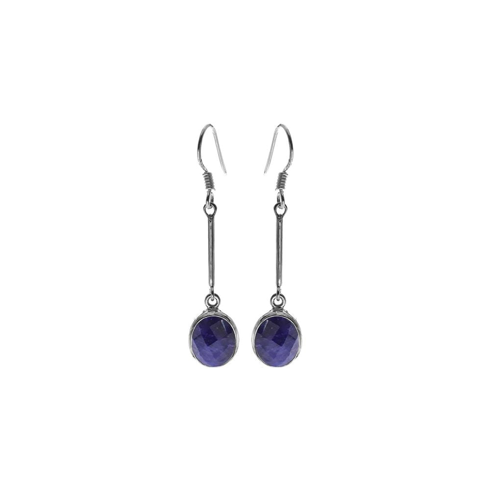 Samira long stem sapphire quartz oval earrings