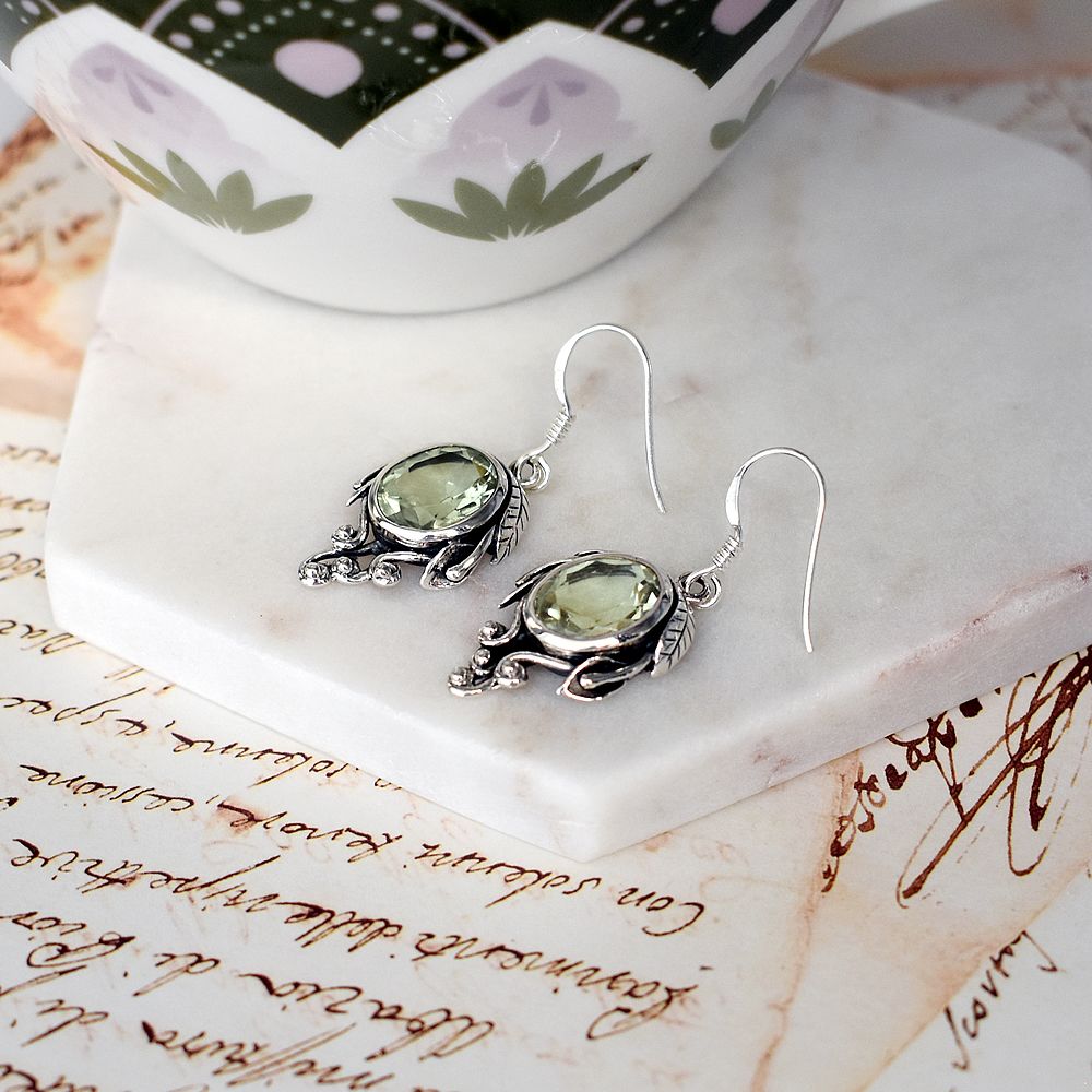Catalina green amethyst vine earrings