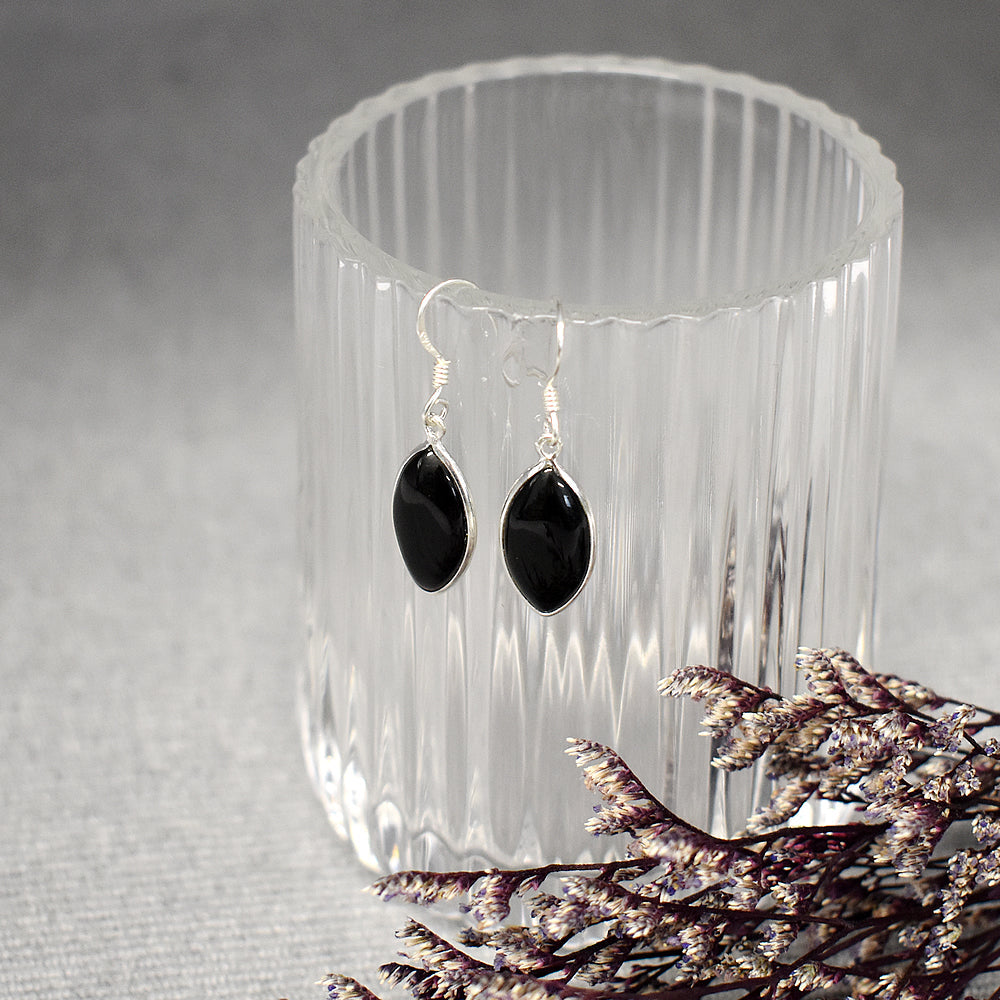 Bridget large black onyx marquis earrings