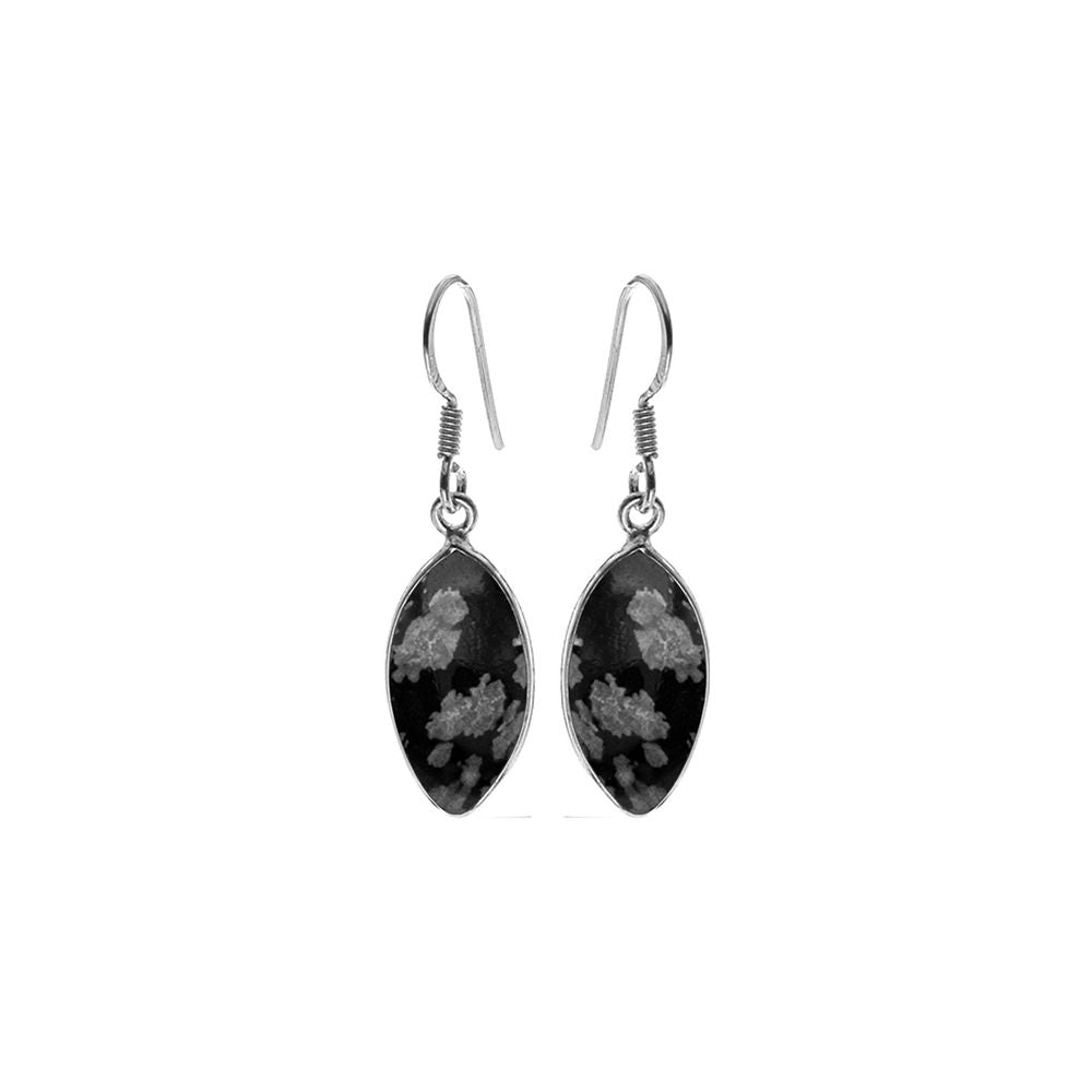 Bridget large snowflake obsidian marquis earrings