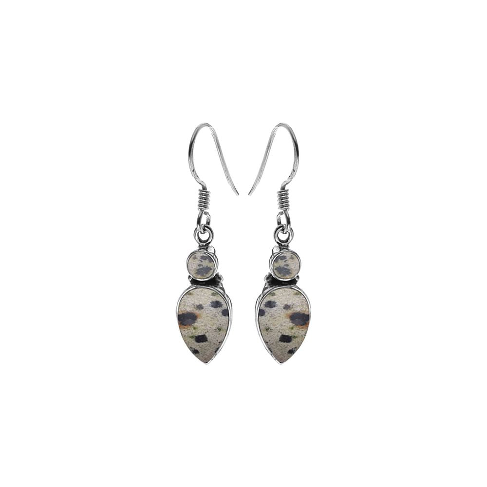Samira two stone dalmatian jasper earrings