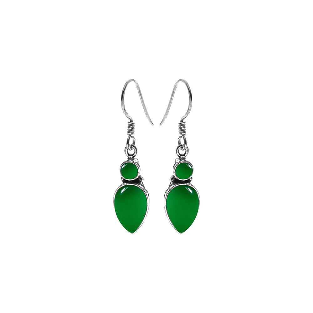Samira two stone green agate earrings