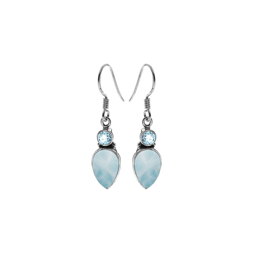 Samira two stone larimar & blue topaz earrings