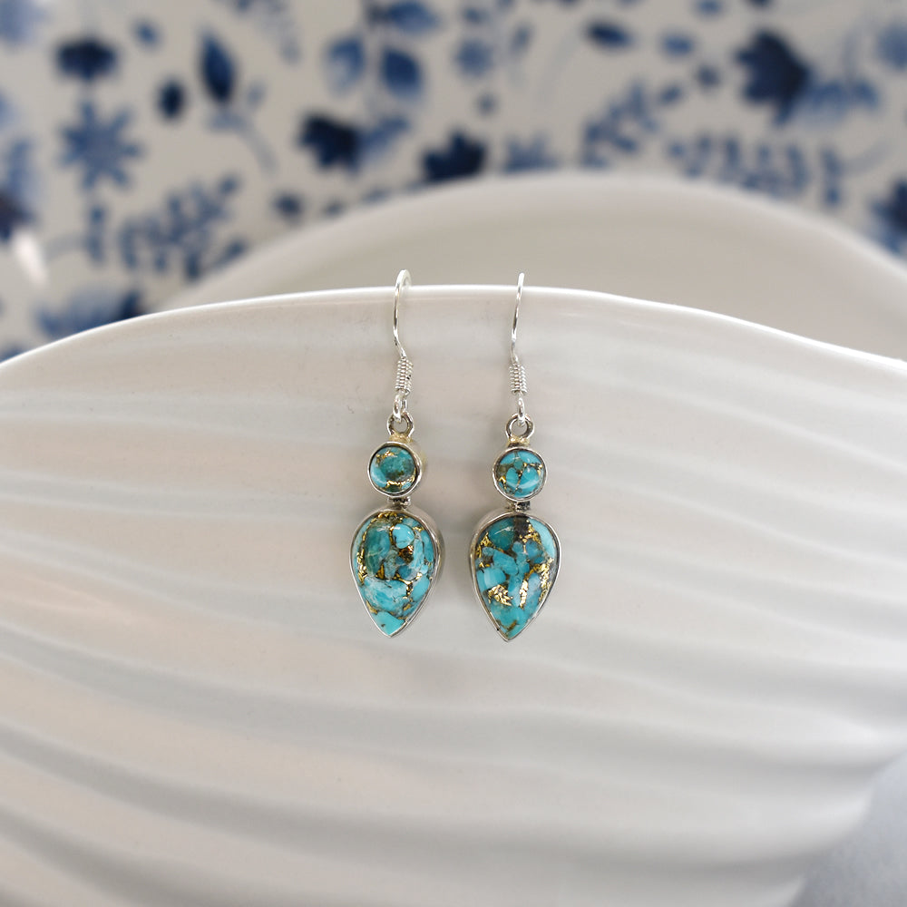 Samira two stone blue mohave earrings