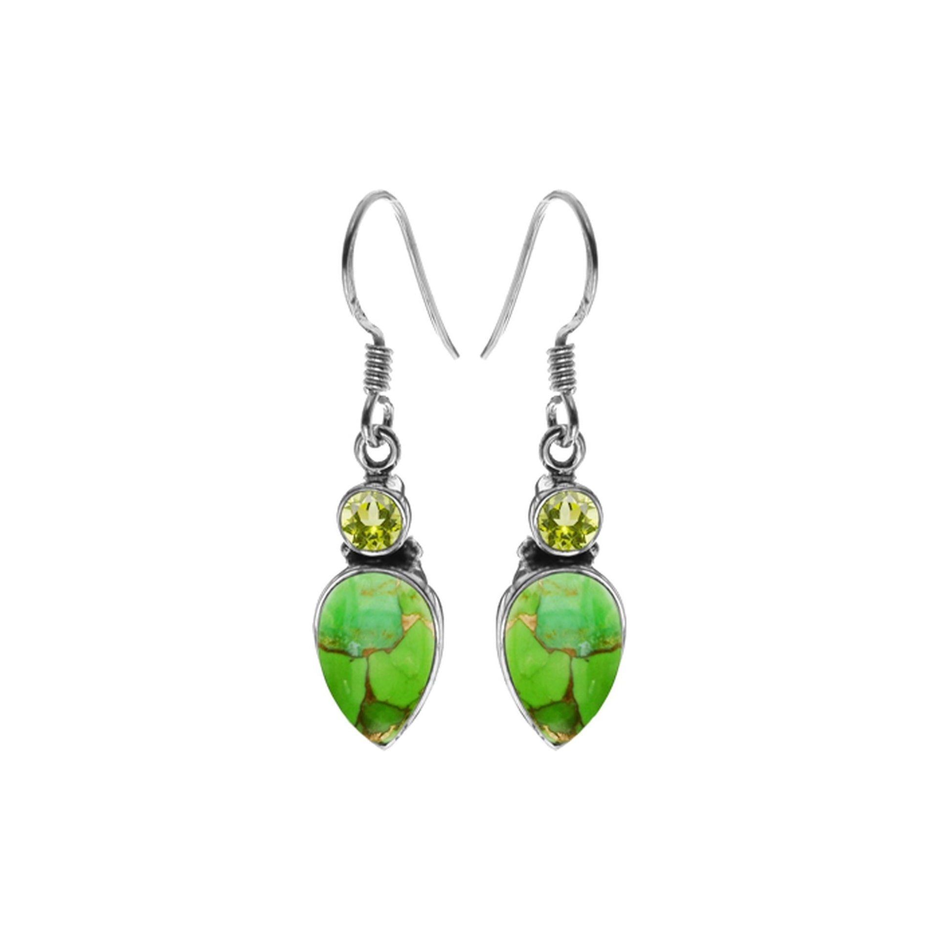 Samira two stone green mohave & peridot earrings