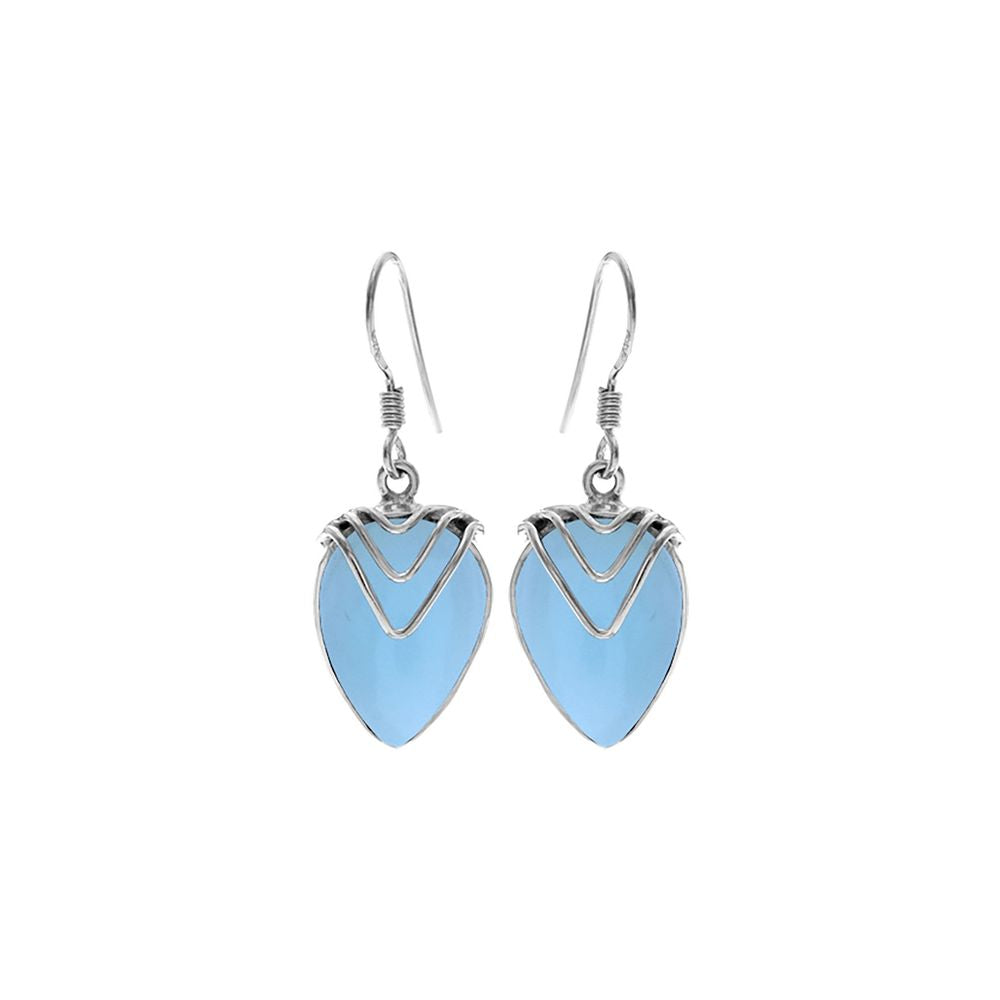 Ivy chevron blue chalcedony earrings