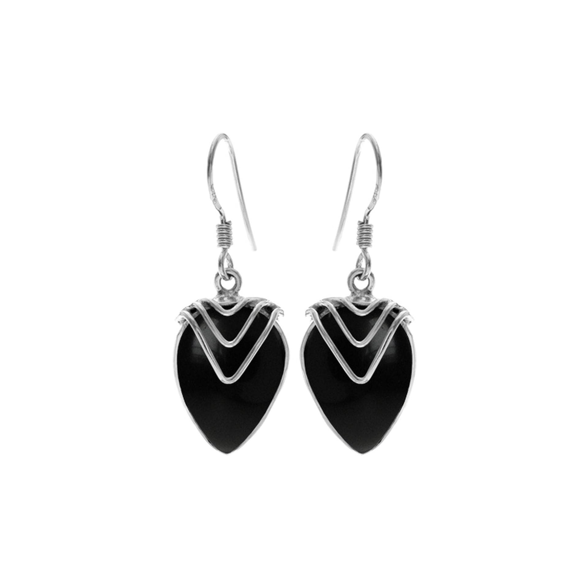 Ivy chevron black onyx earrings