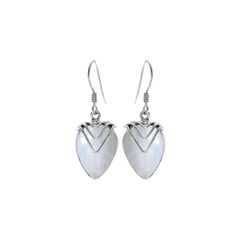 Ivy chevron rainbow moonstone earrings