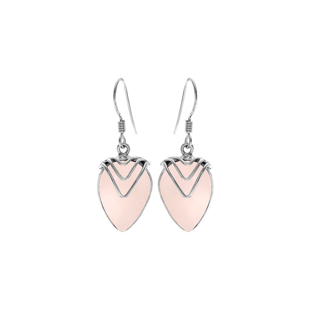 Ivy chevron rose quartz earrings