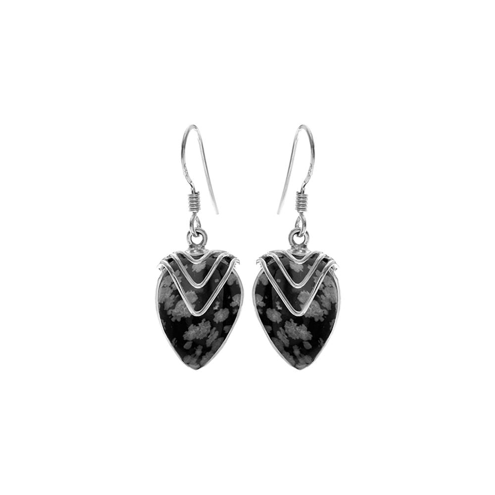 Ivy chevron snowflake obsidian earrings