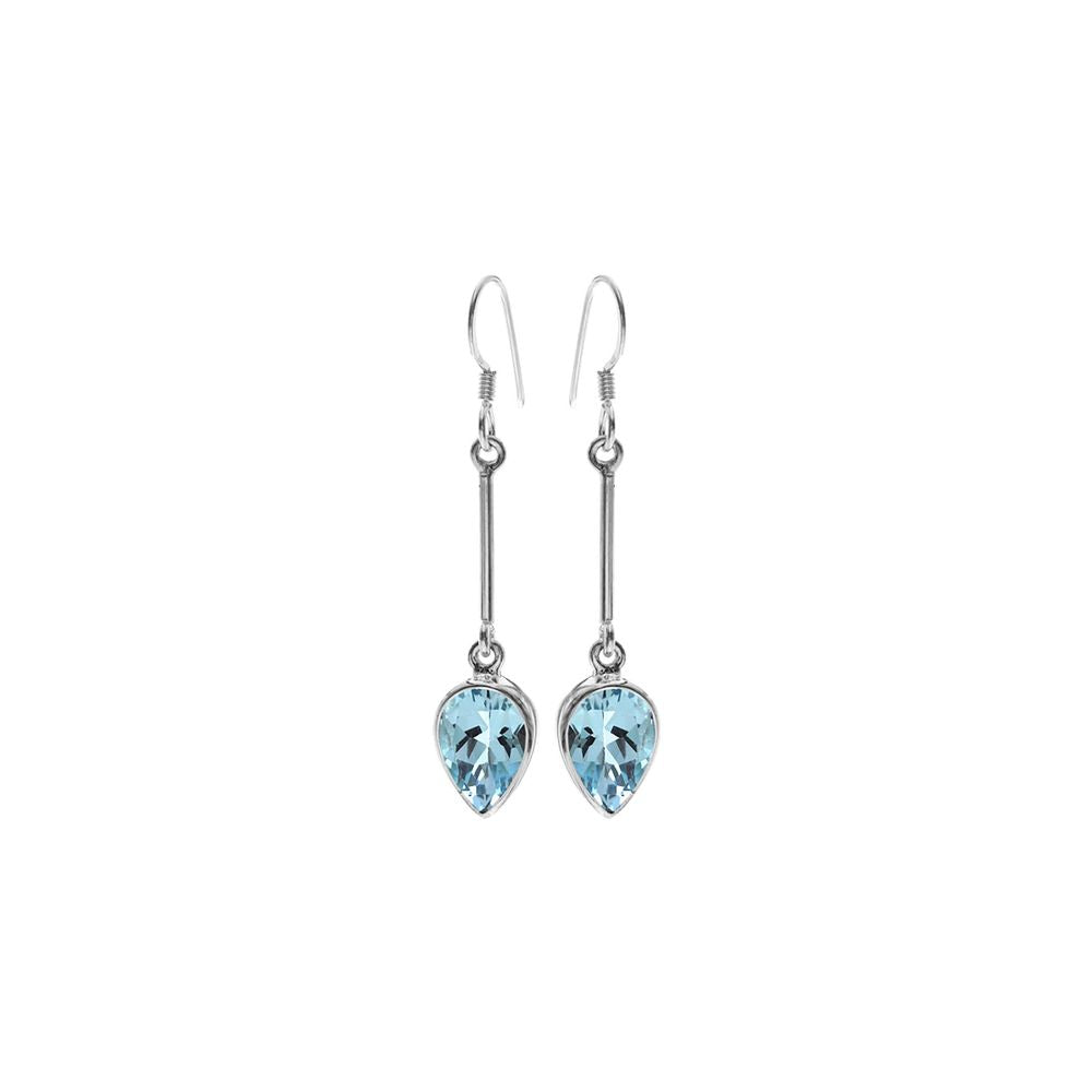 Samira long stem blue topaz teardrop earrings