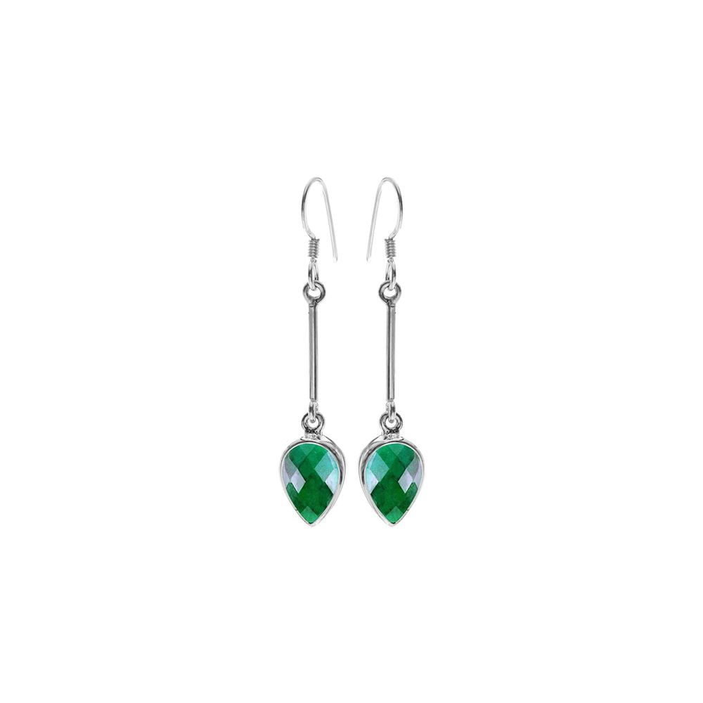 Samira long stem emerald quartz teardrop earrings