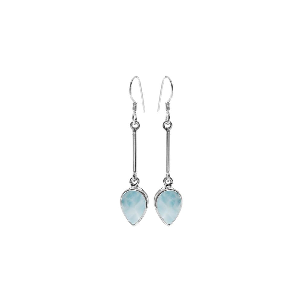 Samira long stem larimar teardrop earrings