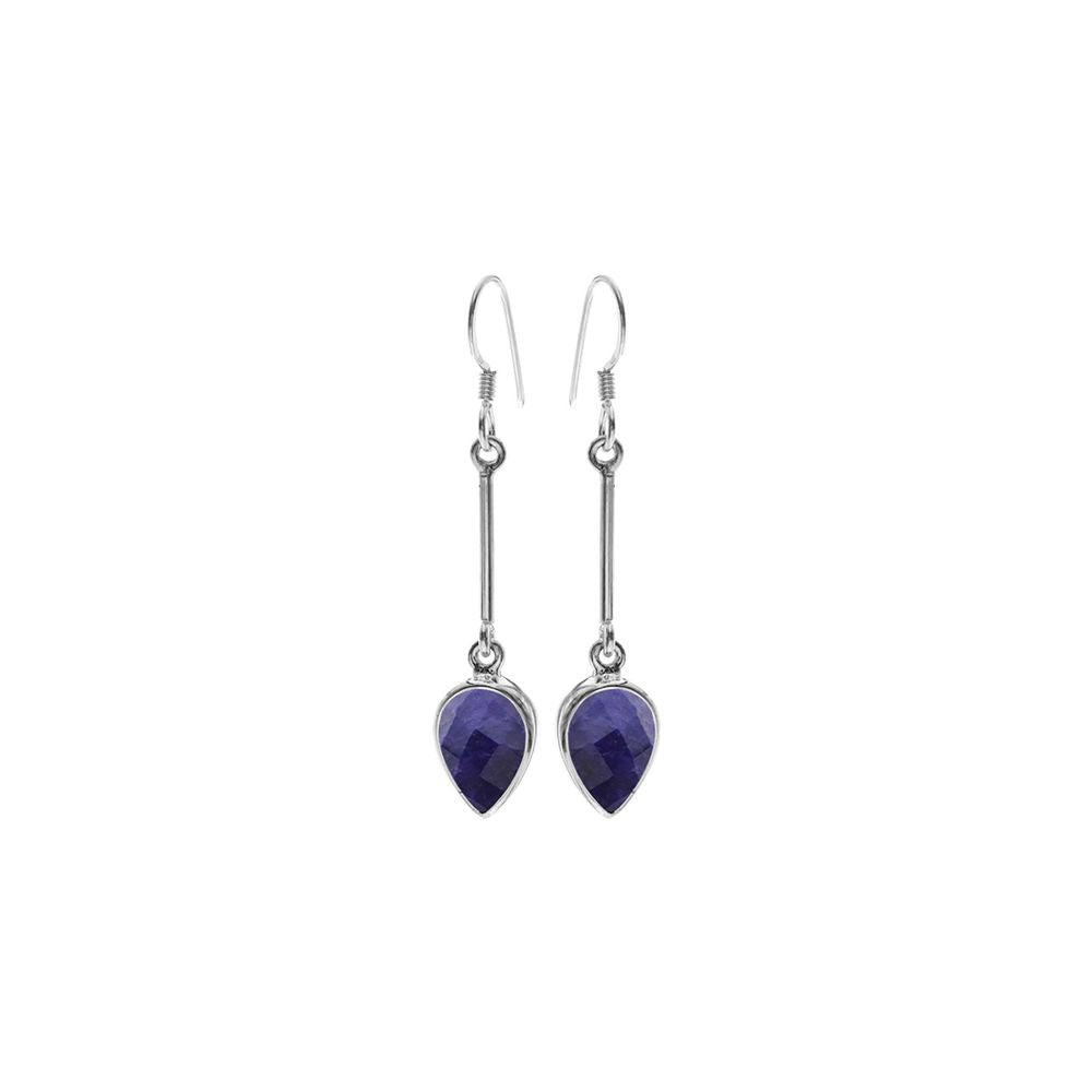Samira long stem sapphire quartz teardrop earrings
