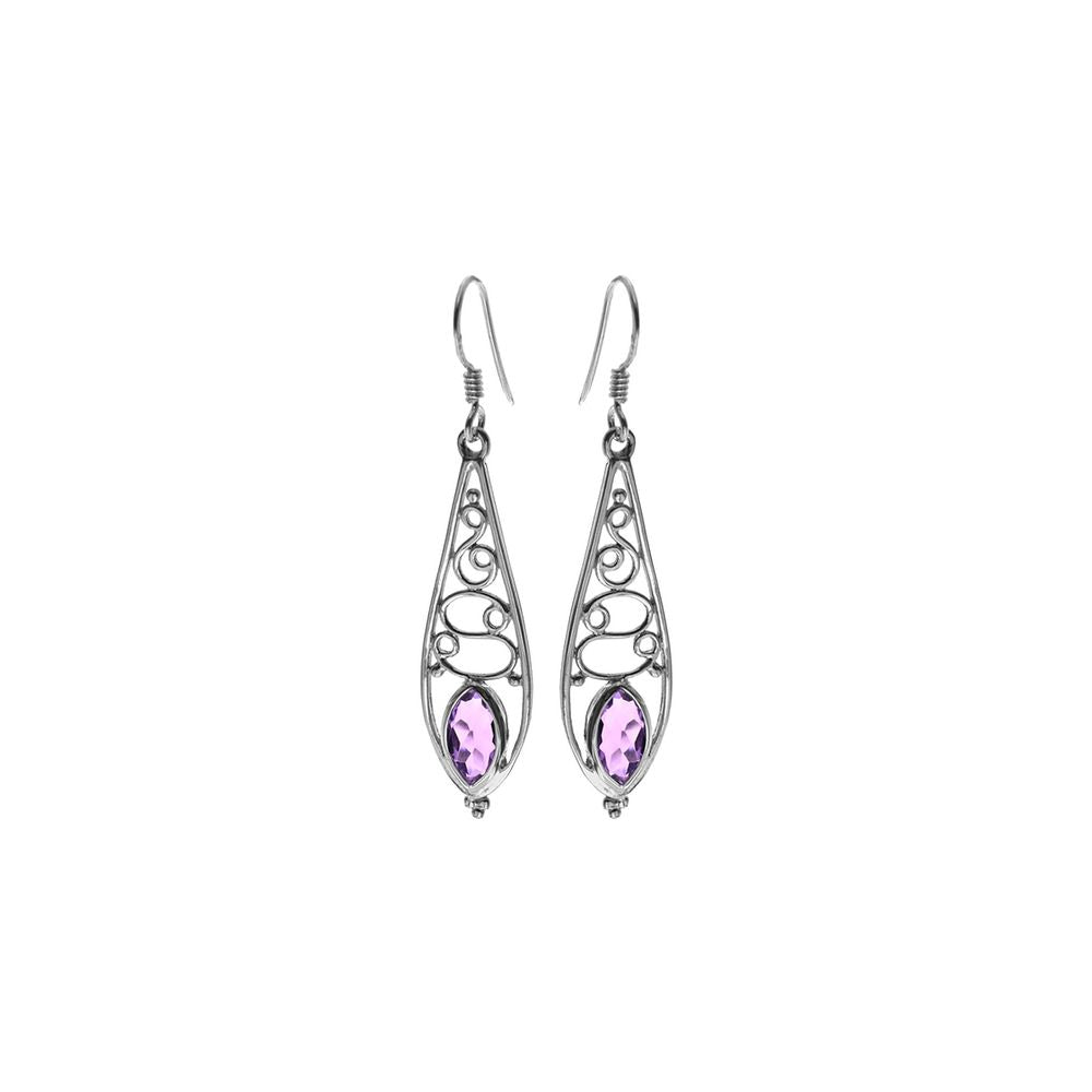 Ivy swirl ellipse faceted amethyst earrings