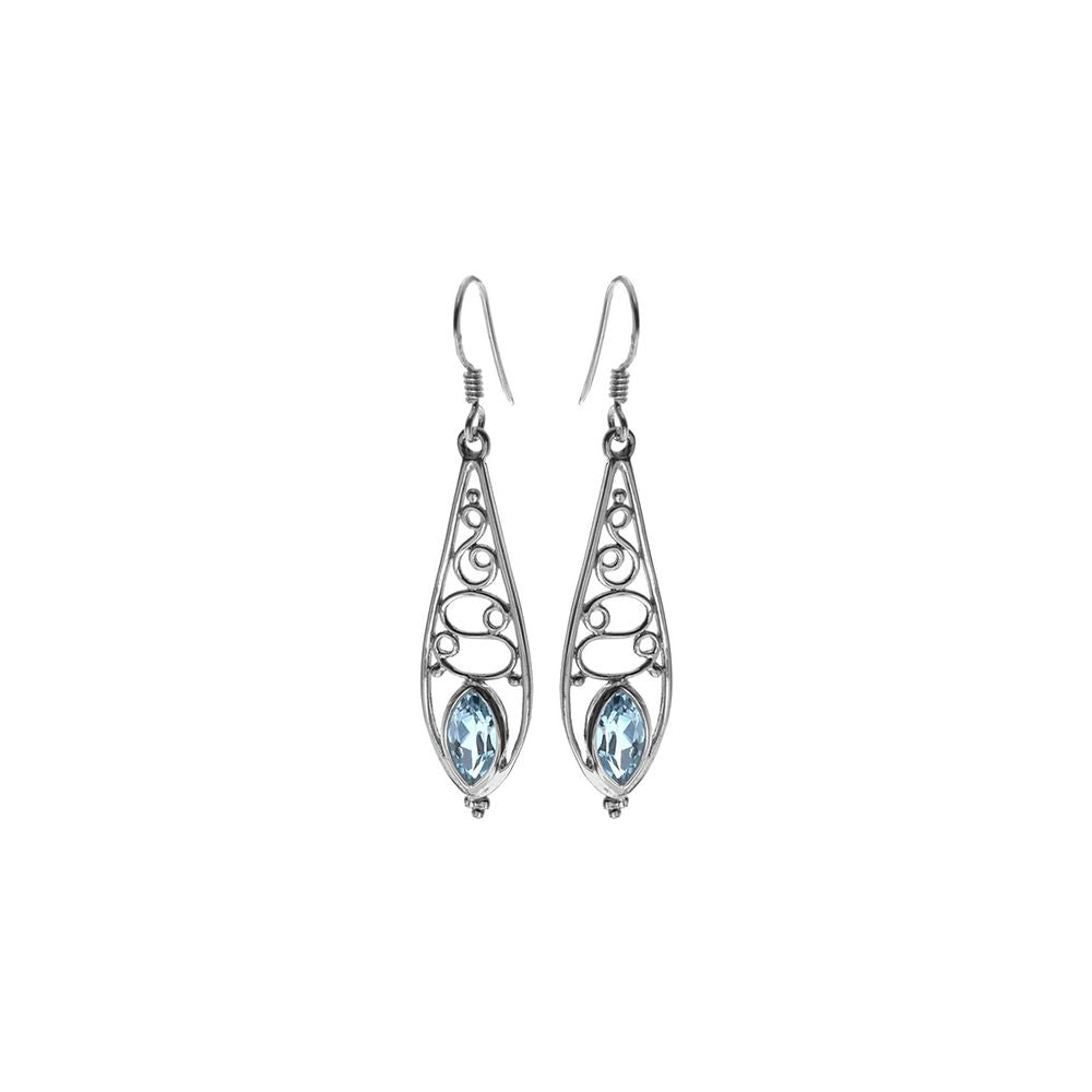 Ivy swirl ellipse blue topaz earrings