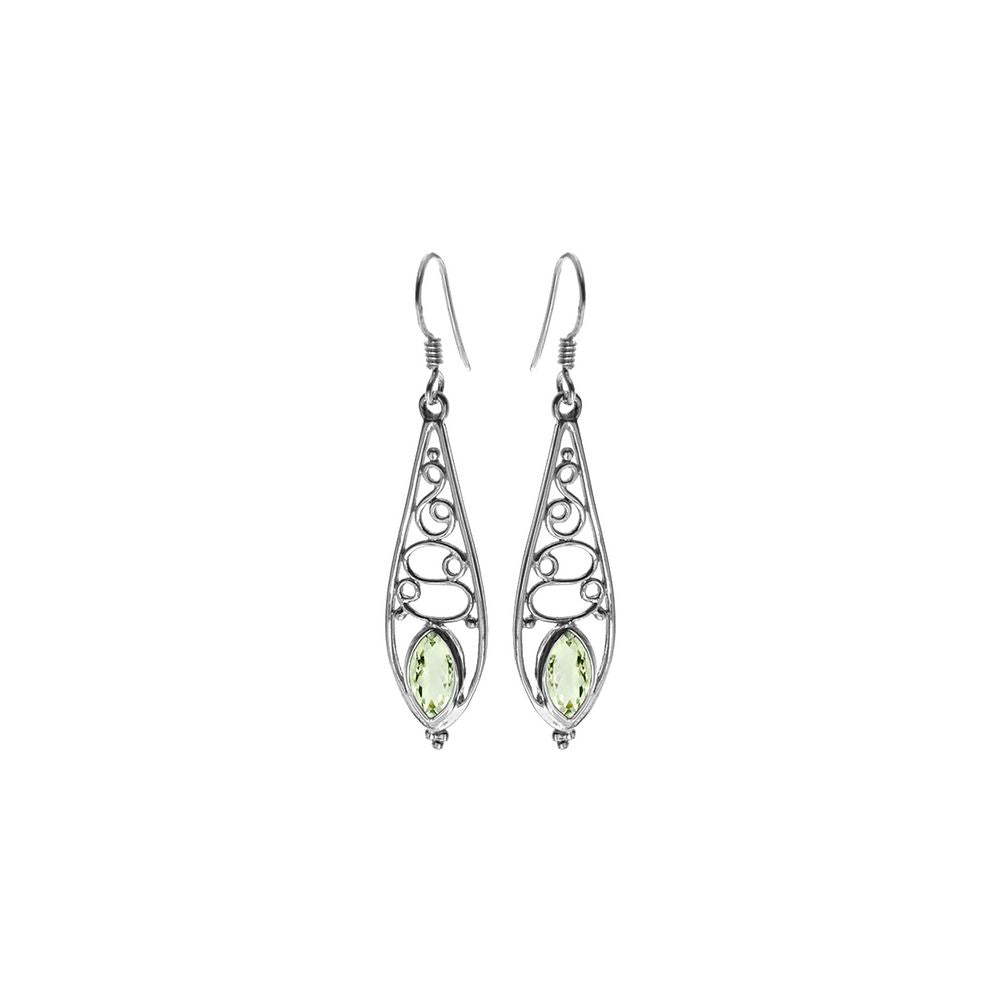 Ivy swirl ellipse green amethyst earrings