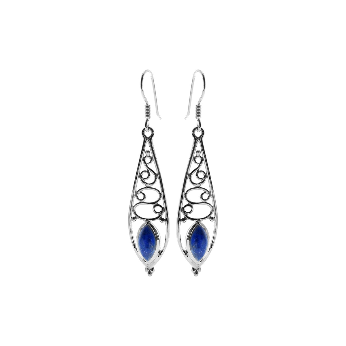 Ivy swirl ellipse lapis earrings